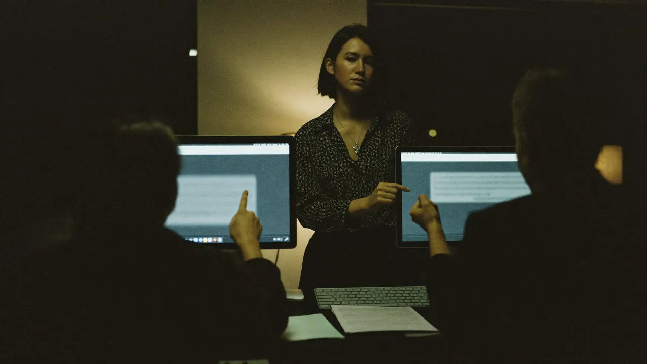 A small team at their screens during the night shift